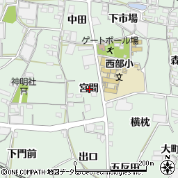 愛知県蒲郡市神ノ郷町宮間周辺の地図