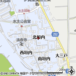 京都府城陽市水主北垣内周辺の地図