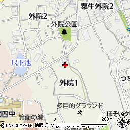 大阪府箕面市外院1丁目13周辺の地図