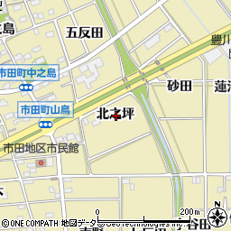 愛知県豊川市市田町北之坪周辺の地図