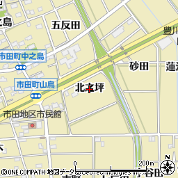 愛知県豊川市市田町（北之坪）周辺の地図