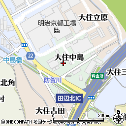 京都府京田辺市大住中島周辺の地図