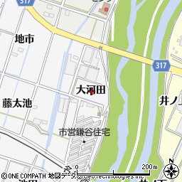 愛知県西尾市鎌谷町大河田周辺の地図