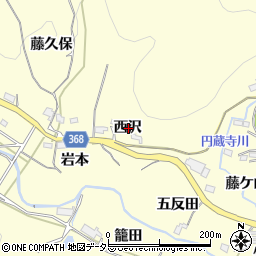 愛知県豊川市御津町金野西沢周辺の地図