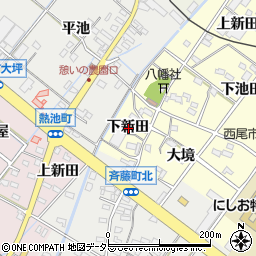 愛知県西尾市須脇町下新田周辺の地図