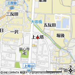 愛知県蒲郡市水竹町（上大塔）周辺の地図