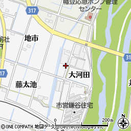 愛知県西尾市鎌谷町周辺の地図
