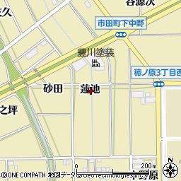 愛知県豊川市市田町蓮池周辺の地図