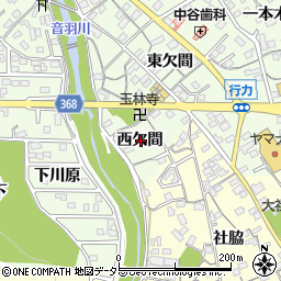 愛知県豊川市御油町西欠間周辺の地図