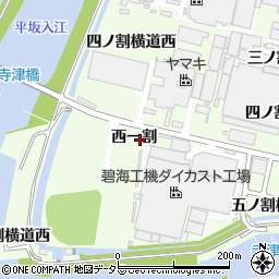 愛知県西尾市寺津町西一割周辺の地図