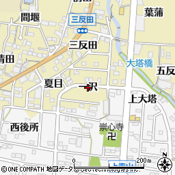 愛知県蒲郡市清田町（一沢）周辺の地図