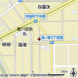 愛知県豊川市市田町下中野周辺の地図