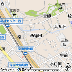 愛知県幸田町（額田郡）深溝（西後田）周辺の地図