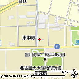 愛知県豊川市市田町東中野58周辺の地図