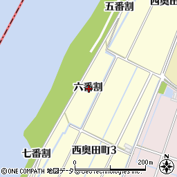 愛知県西尾市西奥田町六番割周辺の地図