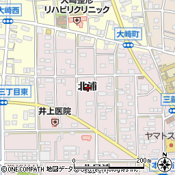愛知県豊川市本野町北浦周辺の地図