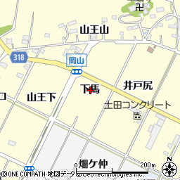 愛知県西尾市吉良町岡山下馬周辺の地図