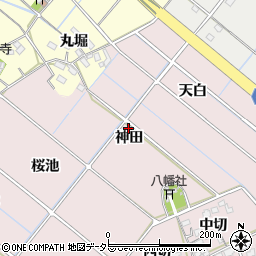 愛知県西尾市熱池町（神田）周辺の地図