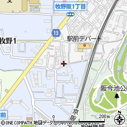 牧野阪１－２５－７周辺の地図