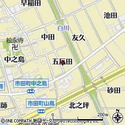 愛知県豊川市市田町五反田周辺の地図