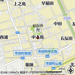 愛知県豊川市市田町（中之島）周辺の地図
