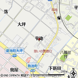 愛知県西尾市菱池町平池周辺の地図