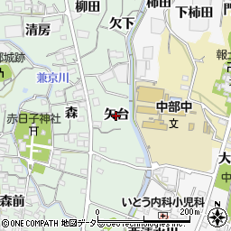 愛知県蒲郡市神ノ郷町（矢台）周辺の地図