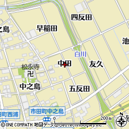 愛知県豊川市市田町中田周辺の地図