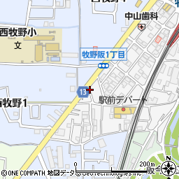 大阪府枚方市牧野阪1丁目4周辺の地図