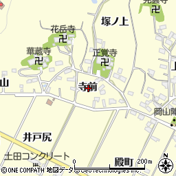 愛知県西尾市吉良町岡山寺前周辺の地図