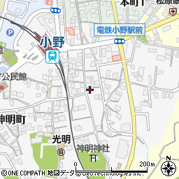 兵庫県小野市神明町169周辺の地図