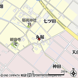 愛知県西尾市長縄町（丸堀）周辺の地図