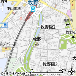 大阪府枚方市牧野阪周辺の地図