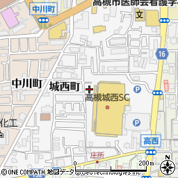 大阪府高槻市城西町周辺の地図