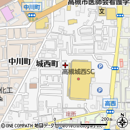 大阪府高槻市城西町周辺の地図