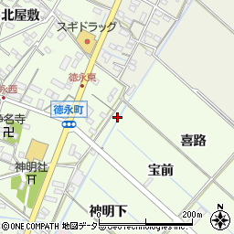 愛知県西尾市徳永町欠下周辺の地図