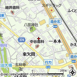 愛知県豊川市御油町（八面前）周辺の地図