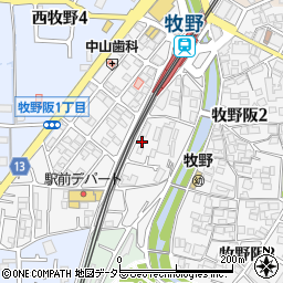 大阪府枚方市牧野阪1丁目20周辺の地図