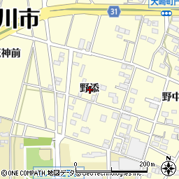 愛知県豊川市大崎町野添周辺の地図