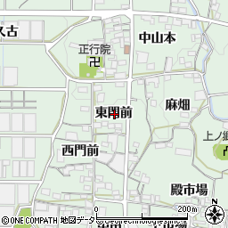 愛知県蒲郡市神ノ郷町東門前周辺の地図