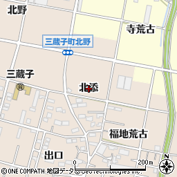 愛知県豊川市三蔵子町（北添）周辺の地図
