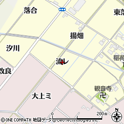 愛知県西尾市長縄町流レ周辺の地図