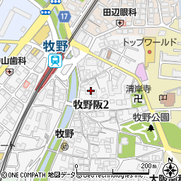大阪府枚方市牧野阪2丁目周辺の地図