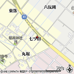 愛知県西尾市長縄町（七ツ田）周辺の地図