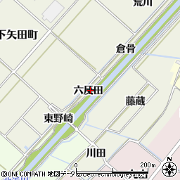愛知県西尾市下矢田町六反田周辺の地図