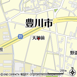 愛知県豊川市大崎町天神前周辺の地図
