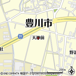 愛知県豊川市大崎町（天神前）周辺の地図