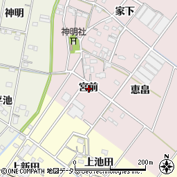 愛知県西尾市細池町宮前周辺の地図