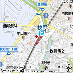牧野駅前サイクルセンター周辺の地図