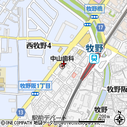 マルエスマンション牧野阪周辺の地図